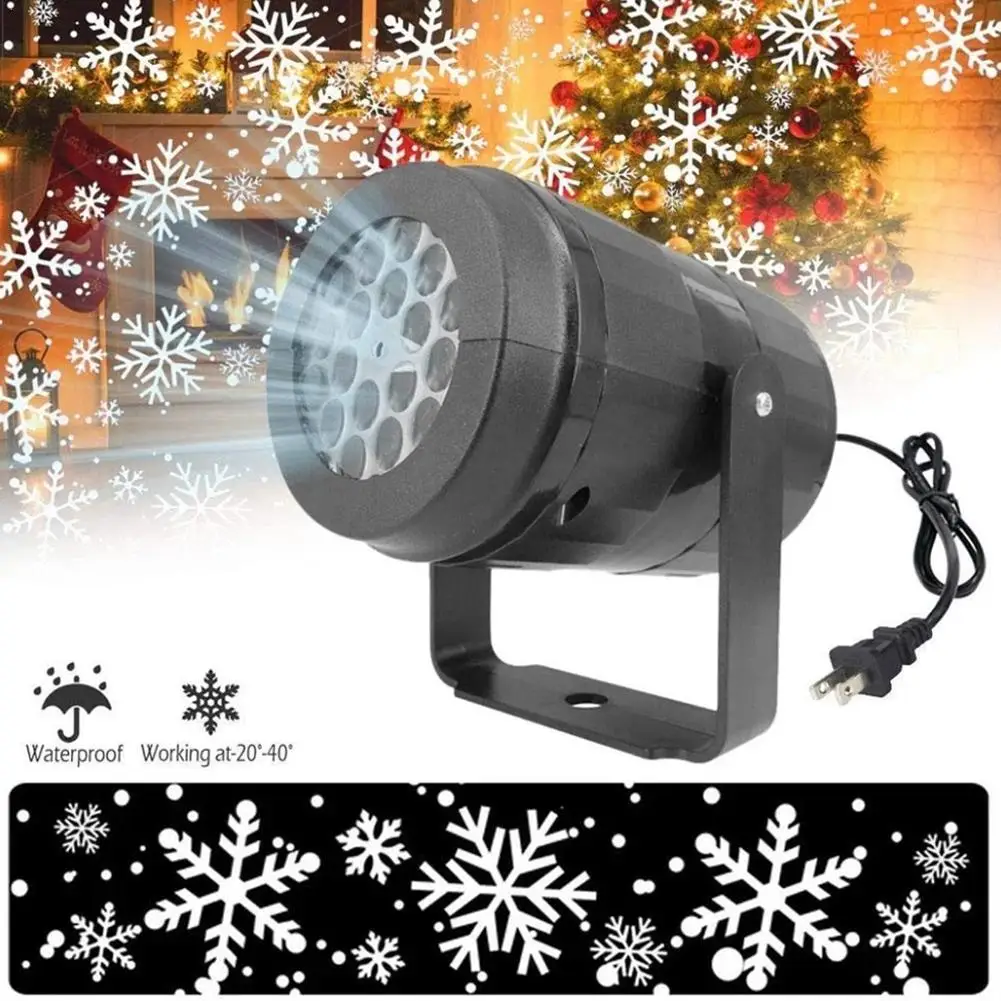 Projecteur de flocon de neige de Noël pour chambre à coucher, lumières dégradées LED, lampe de projection de neige blanche dynamique rotative, ornements d'intérieur du Nouvel An