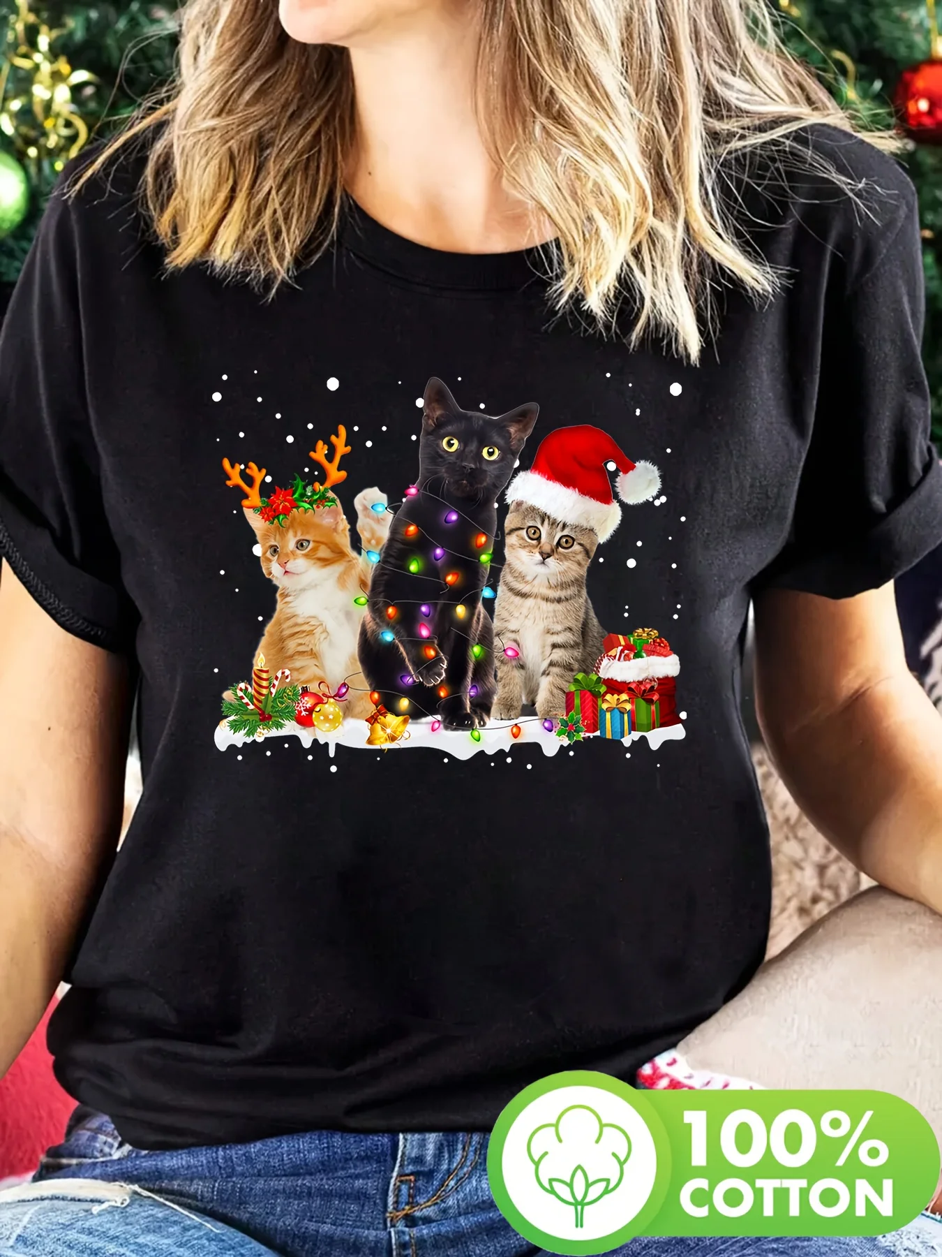 T-shirt met print, casual top met korte mouwen en ronde hals voor zomer en lente, dameskleding