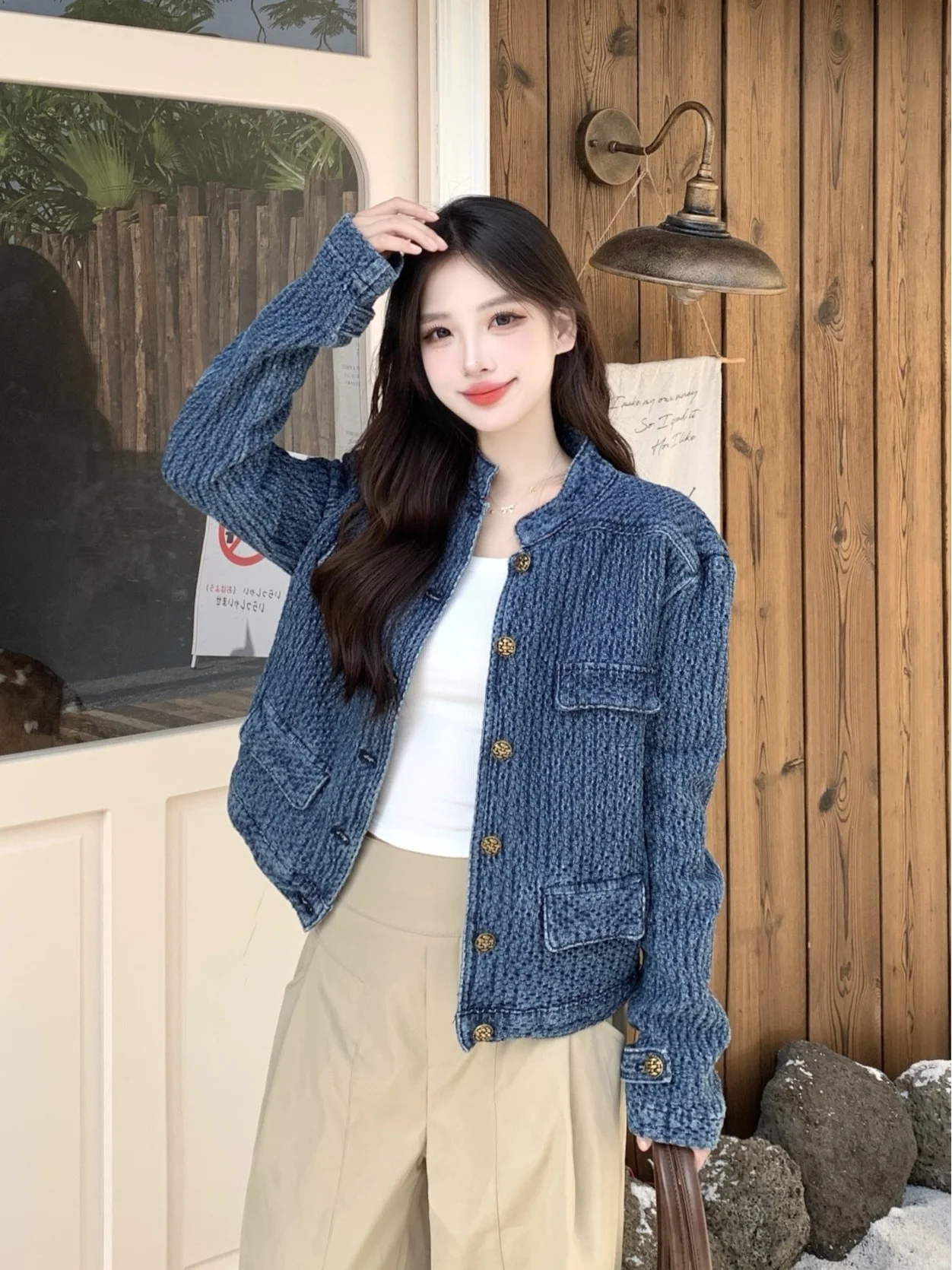 

Tweed Jacket Embellished Button Women Womens Fall Leatherette Clubwear Seductive Safari Rhinestones French Style Bow Zipper Lady