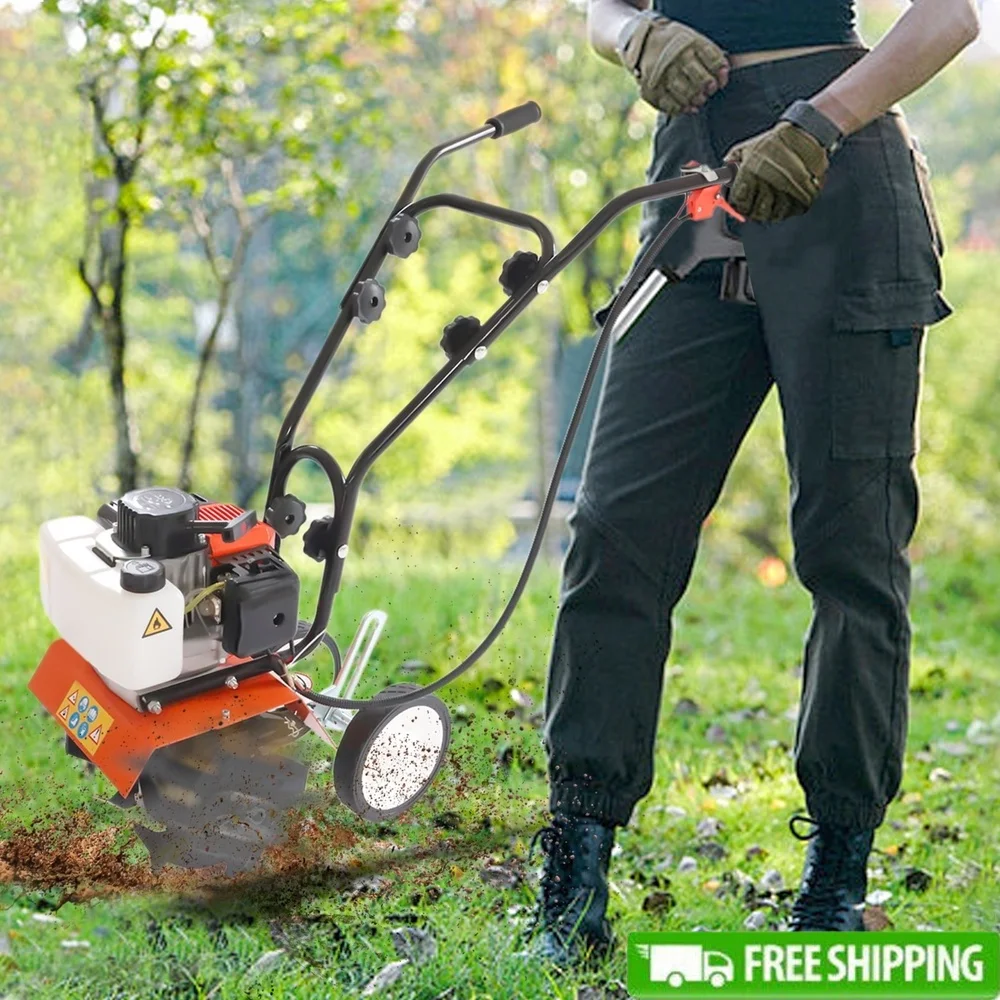 

1.25kw Gas Powered Cultivator Adjustable Height Durable Steel Frame High Efficiency Soil Loosening Tool 8500rpm Garden Equipment