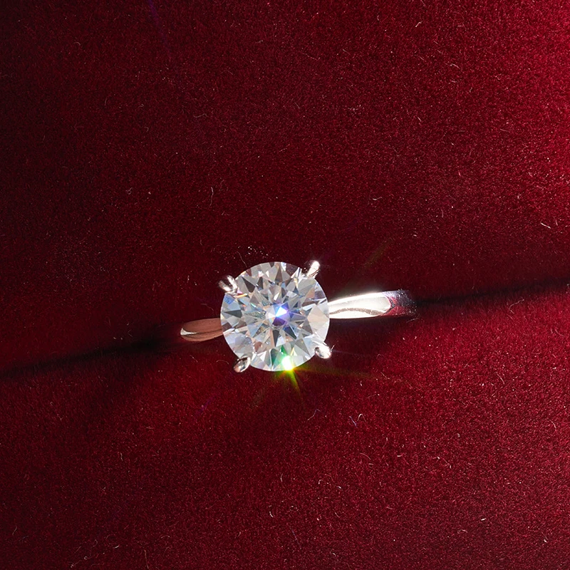 JoyceJelly 2 Karat D-Farbe VVS Moissanit-Ring mit Zertifikat, Original-Sterlingsilber 925 Schmuck für Damen, Eheringe – Detail 8