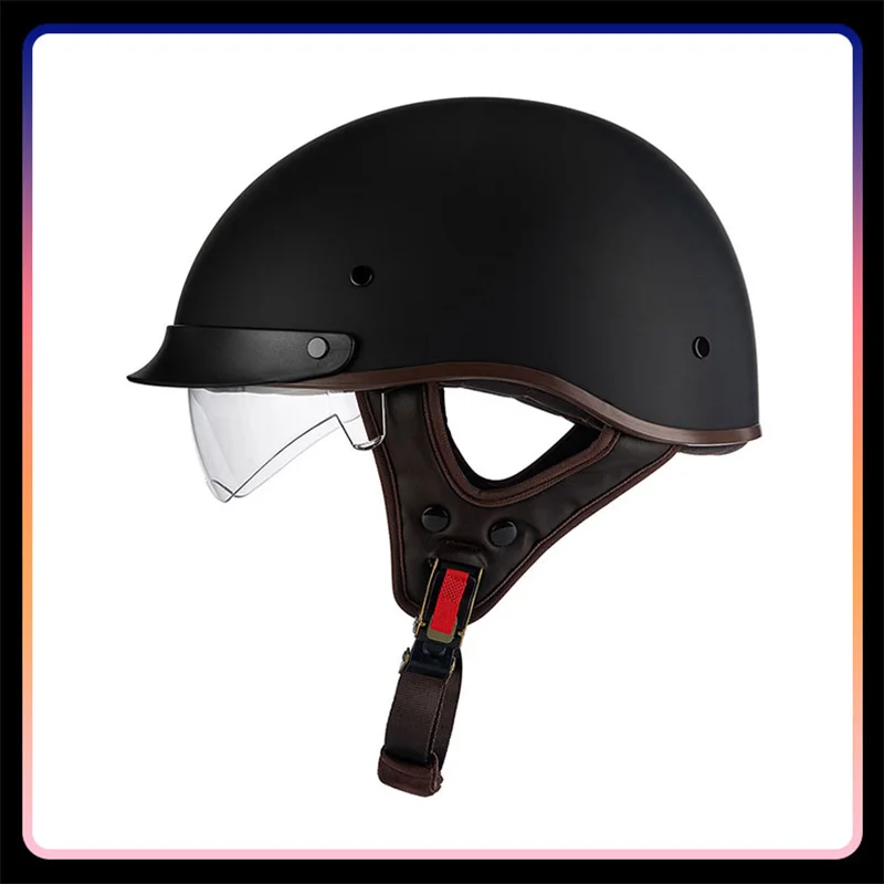 

Half Face Helmet Retro Low Profile Motorcycle Helmets Vintage Open Half Motorbike Helmet 1/2 ABS Shell Safty Cap DOT Approved