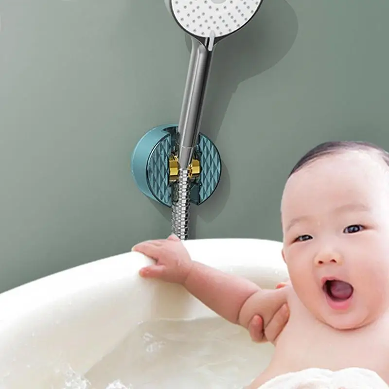 Wall Shower Spray Holder Showerhead Spray Bracket Mount No-Punching Shower Rack With Angle Adjustable Bath Head Holder For