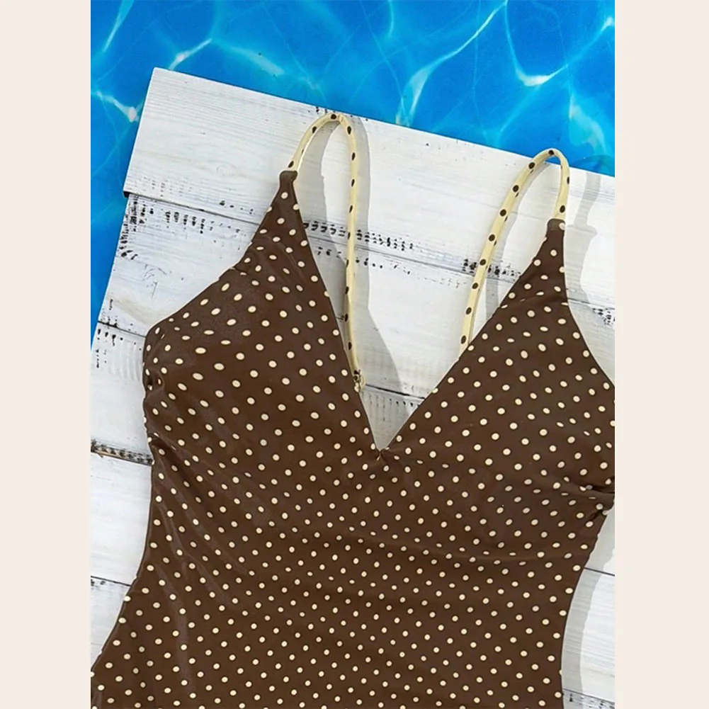 RFD-s12046 Polka Dot Halter Swimsuit for Beach Hot Springs Pool Designed for Swimming Splashing and Sunbathing