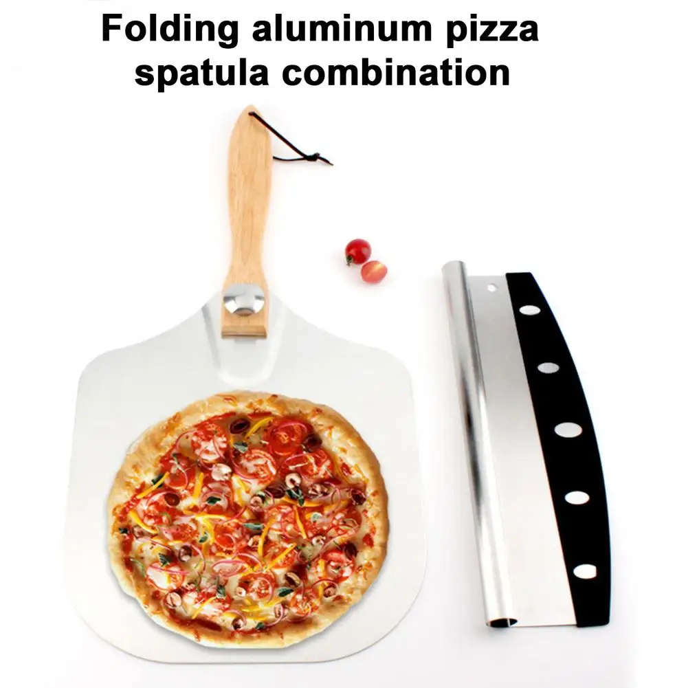 Pizza Paddle Professional Pizza Accessories Kit with Aluminum Pizza Spatula Rocker Cutter Set for Oven Baking Grill Family