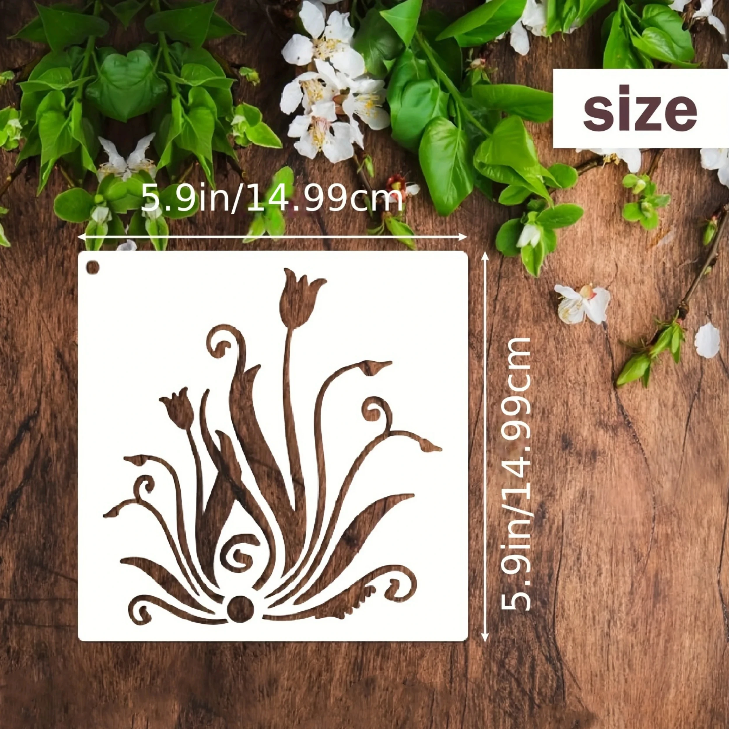 12Pcs Floral Stencils for Painting 5.9in Reusable Vine Flower Templates for Wall Wood Furniture Fabric Canvas DIY Home Decor