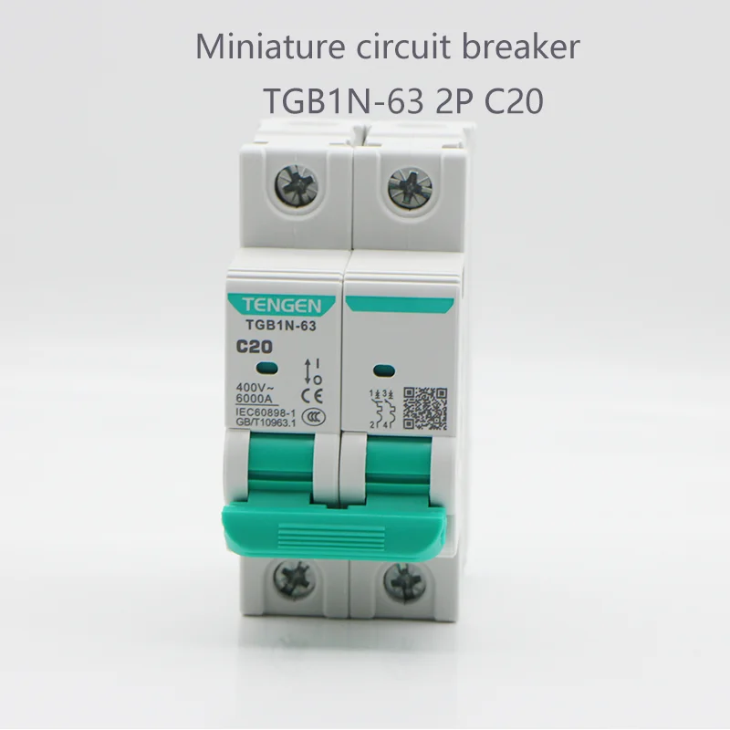TGB1N-63 2P C20 Miniature Circuit Breaker (MCCB) for Electrical Systems - Compact And Reliable Protection