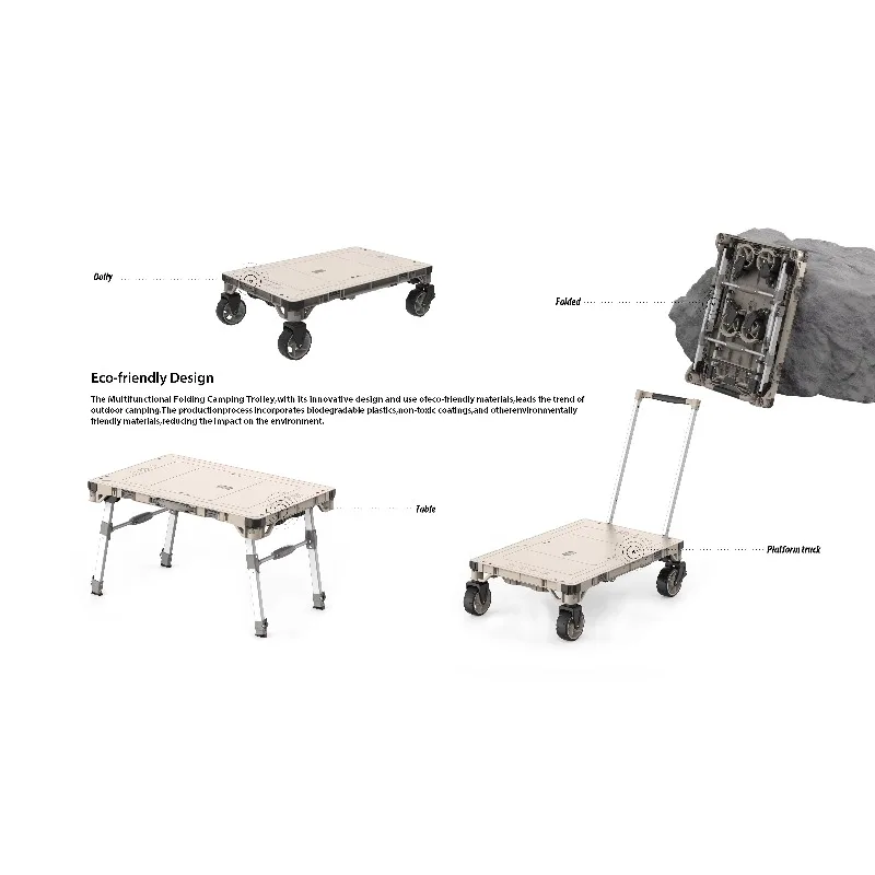 High-quality new multi-functional camping table with detachable casters of 100kg capacity, outdoor products,