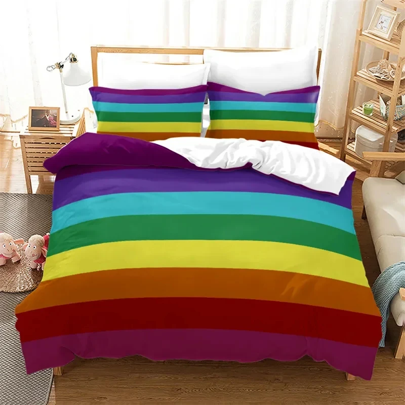 

Psychedelic Pride Rainbow Duvet Cover Microfiber Geometric Bedding Set Abstract Art Quilt Cover King For Girl Teen Bedroom Decor