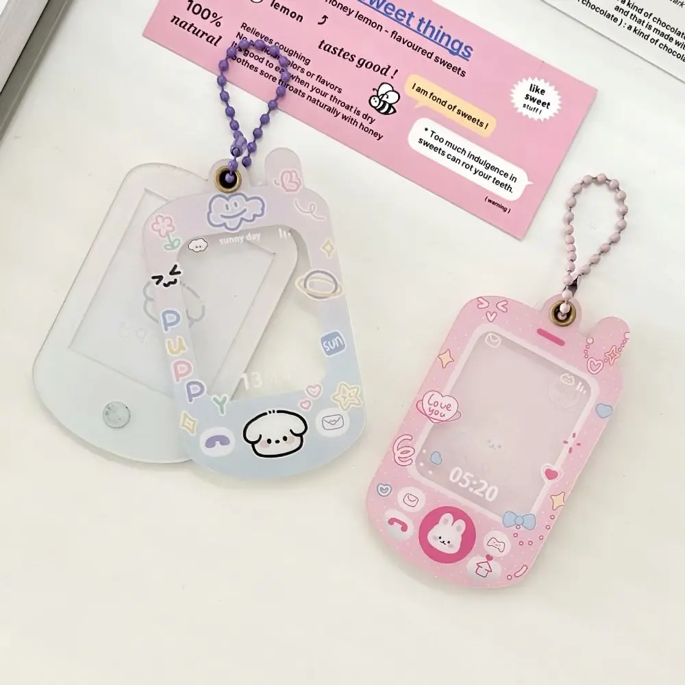 PVC Photocard Holder Mini Phone Dog Mobile Phone Photocard Frame Personality Creative Idol Card Display Protector Friends