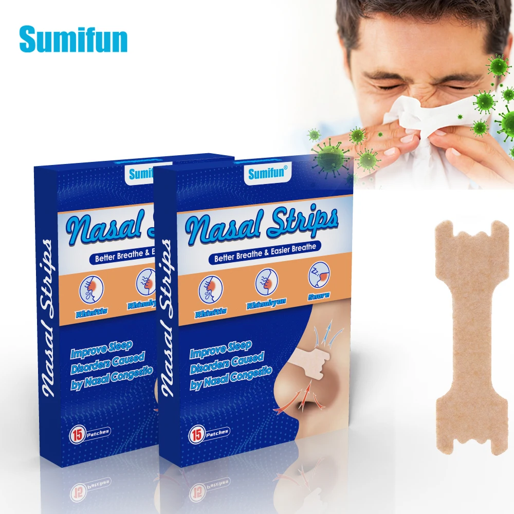 15/30pcs Sumifun Rhinitis Nose Strip Relieve Nasal Congestion Snore Stopper Plaster Sleep Aid Sticker Easier Breath Care Patch