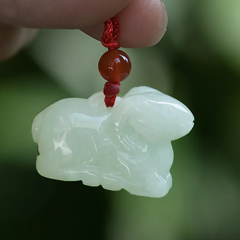 Natural A-grade Jade Sheep Pendant 3D Jade Sheep Hanging Ornament Zodiac Sheep Jade Guardian for Men and Women