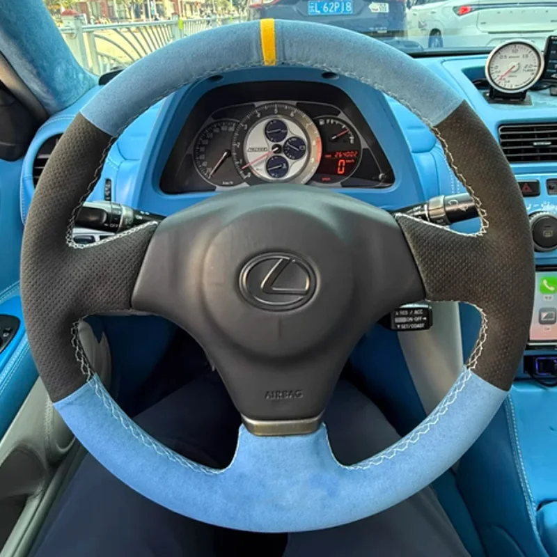 

Плетеный синий замшевый чехол на руль для Lexus Is200 Is300 1999-2005, индивидуальный аксессуар для интерьера с полным покрытием