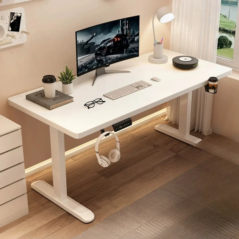 Solid Wood Electric Lifting Table, Intelligent Computer Table, Home Study Desk, Office Desk, Gaming Table, Bedroom Workbench