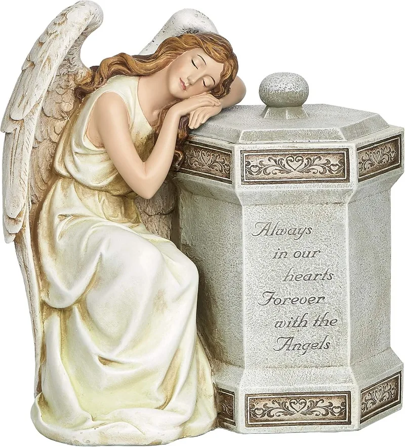

11.75" H Garden Angel with Memorial Box, Outdoor Memorial Decor