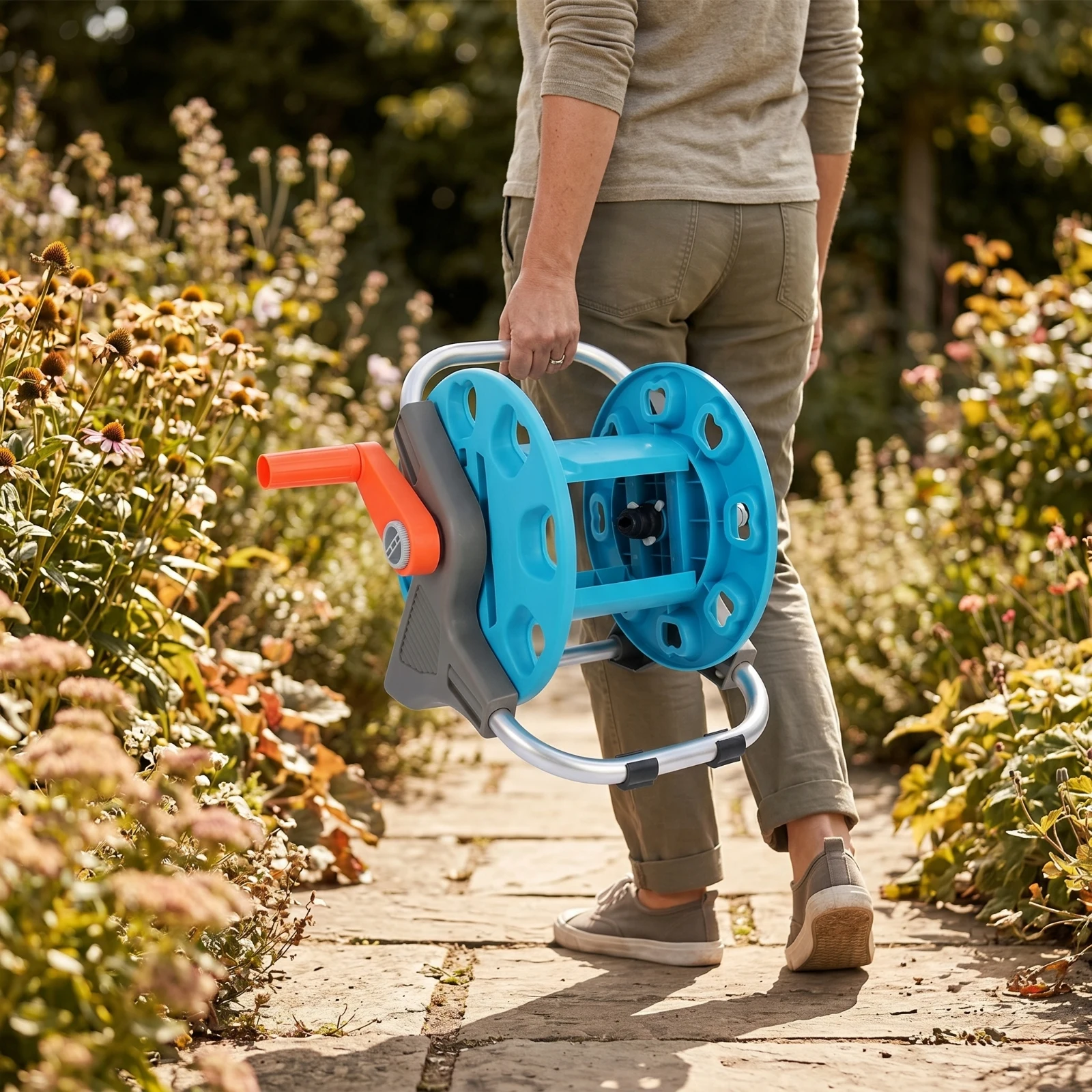 Portable Hose Reel Cart Manual Hose Reel Cart with Handle Heavy-Duty Labor-Saving for Gardeners, Yard, Patio