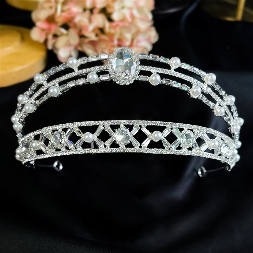 New simple rhinestone alloy Japanese and Korean bride crown hair ornament wedding dress birthday gift princess crown tiara