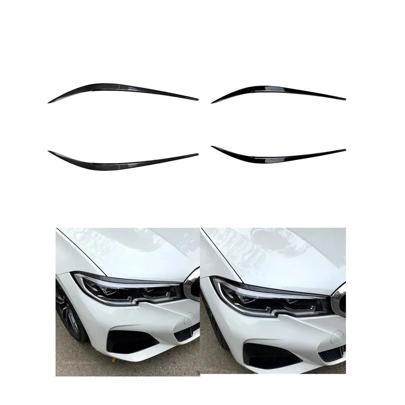 

for BMW 3 Series G20 G28 Sedan 2019 2020 2021 Car Headlight Eyelids Eyebrows ABS Gloss Black Lids Plastic Accessories