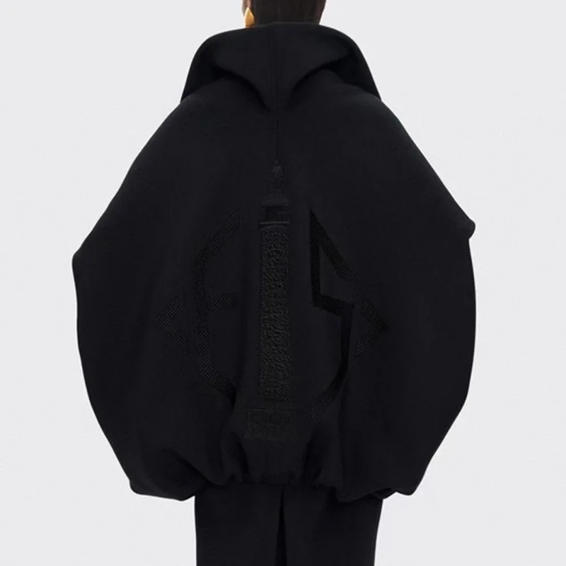 TARUXY Oversize Lapel Zipper Coat Women's Fashion Spliced Solid Long Sleeves Casual Drawstring Jacket Coat 2025 Autumn    New