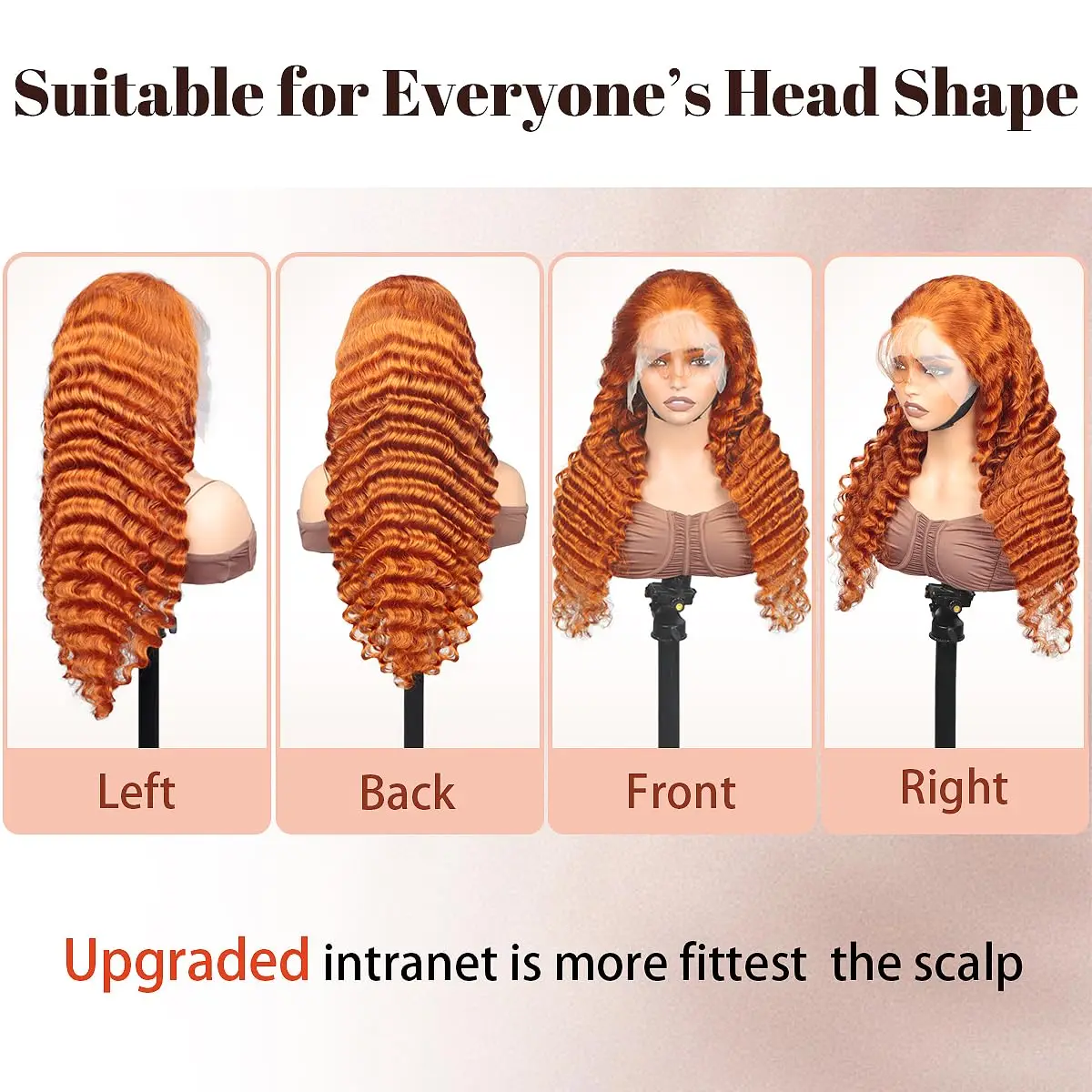 200 Density 13x4 13x6 HD Transparent Lace Front Human Hair Frontal Curly Wigs 100% Natural Hair Ginger Deep Wave Wigs For Women