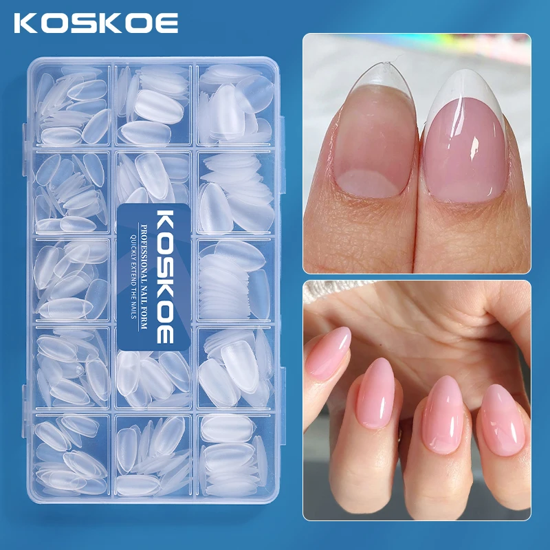 KOSKOE 300pcs Matte Soft Gel Tips Press on False Nails Fake Nails Full Cover Short Almond Oval Coffin Square For Nail Extension