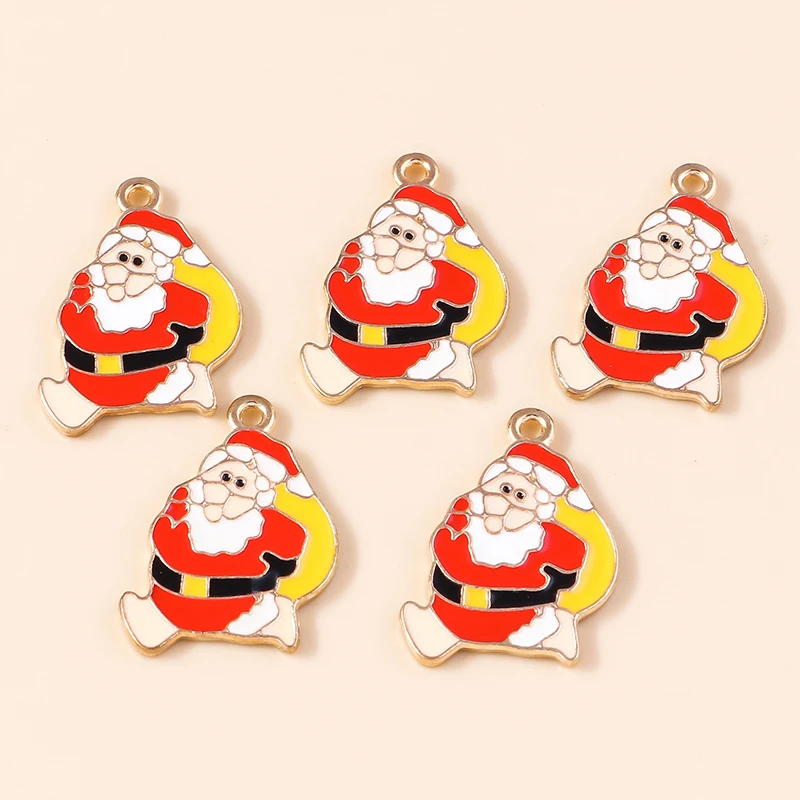 20 قطعة 16x22 مللي متر لطيف المينا عيد الميلاد سانتا كلوز Charms المعلقات لصنع المجوهرات انخفاض الأقراط القلائد DIY بها بنفسك الاكسسوارات الحرفية #6