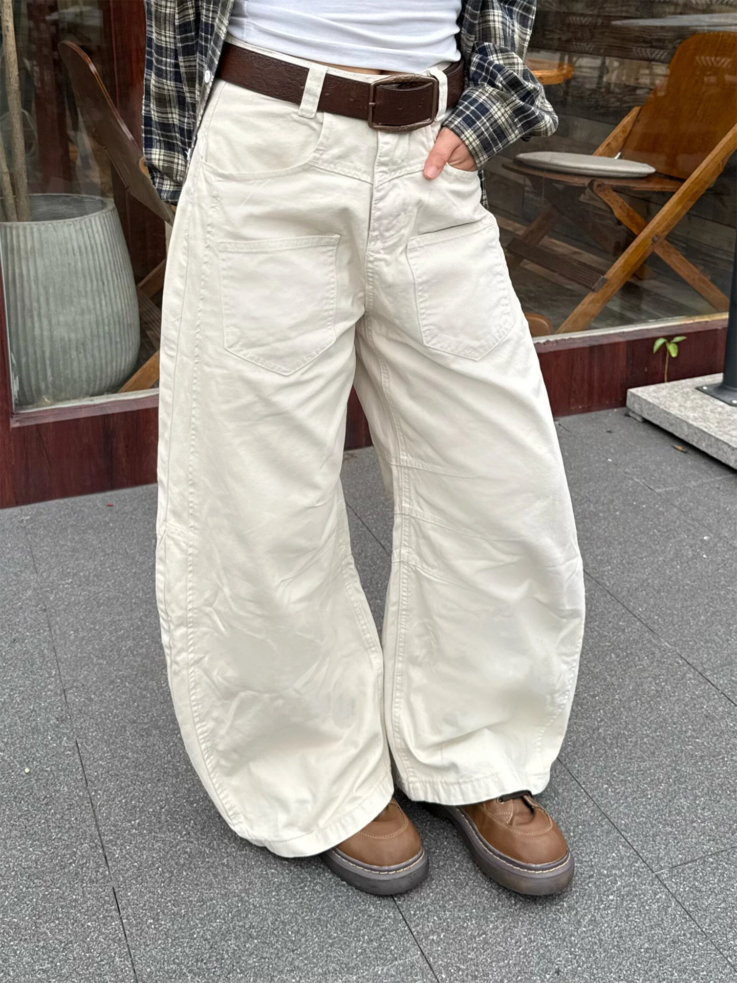 

Retro American Street Multi-Pocket Wide Leg Knife Pants Casual Straight Loose Workwear Trousers for Men And Women