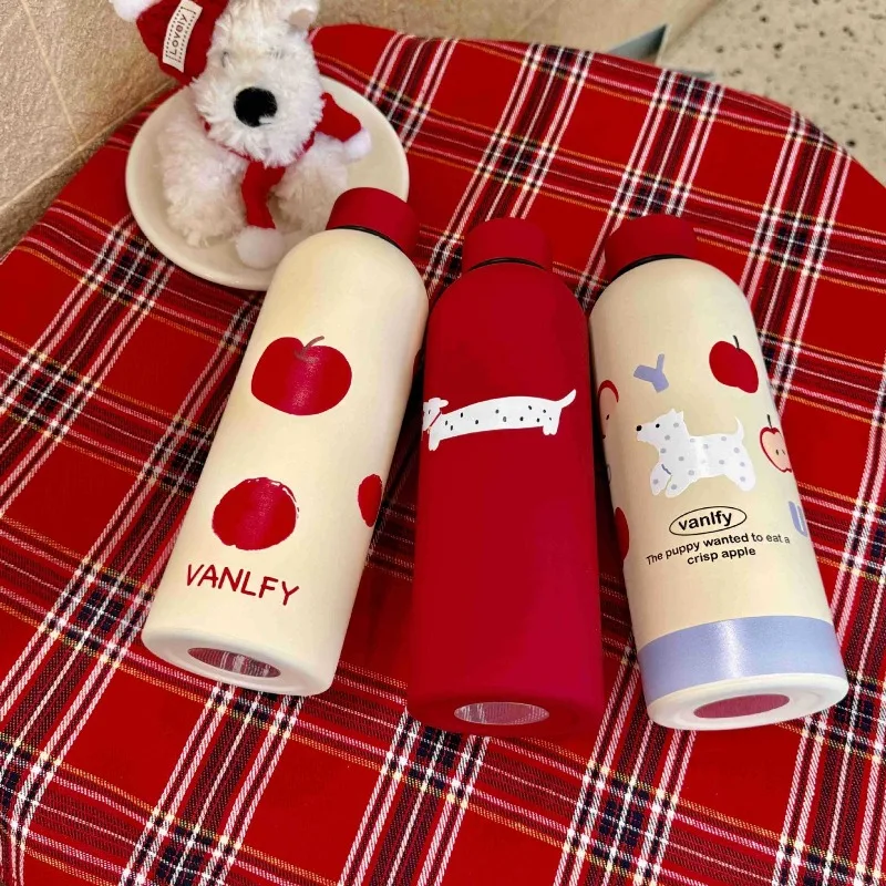 

1 шт. Мультяшная термобутылка из нержавеющей стали, портативная, минималистичная, большой емкости, для кофе и молока, для повседневного использования, 500 мл