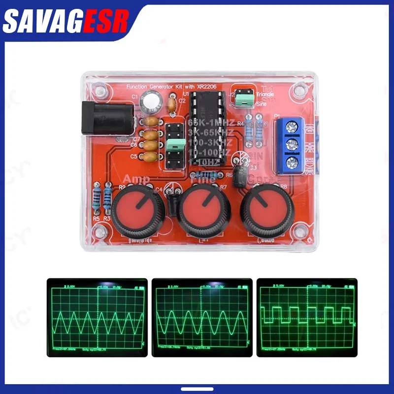 XR2206 High Precision Function Signal Generator DIY Kit Sine Triangle Square Output 1Hz-1MHz Adjustable Frequency Amplitude