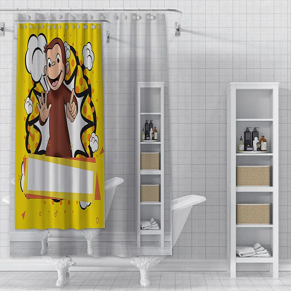 Curious George Shower Curtain Waterproof Polyester Fabric Paint Colorful Bath Curtains Home Bathroom Decor Curtain With Hook