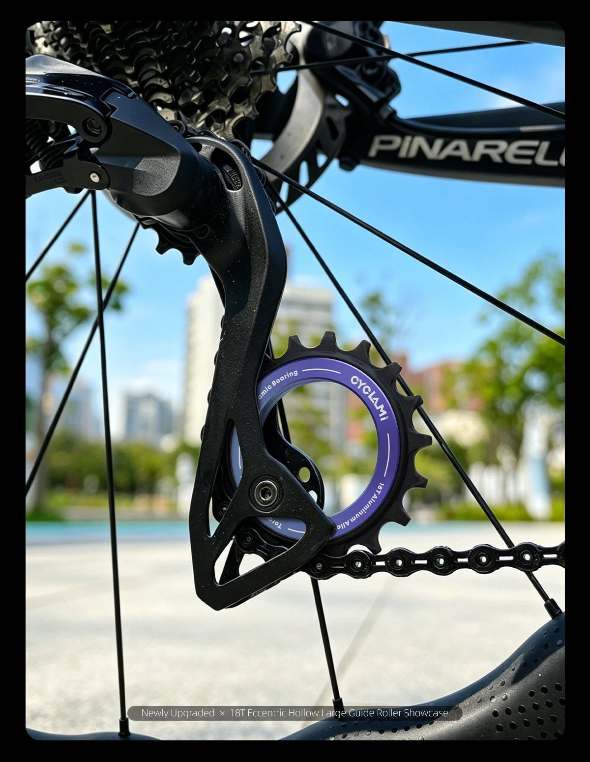 CYCLAMI 18T Keramiklager Fahrrad-Umlenkrolle für MTB Rennrad Hohl 10 11 12 Gang Fahrrad-Führungsteile – Detail 11