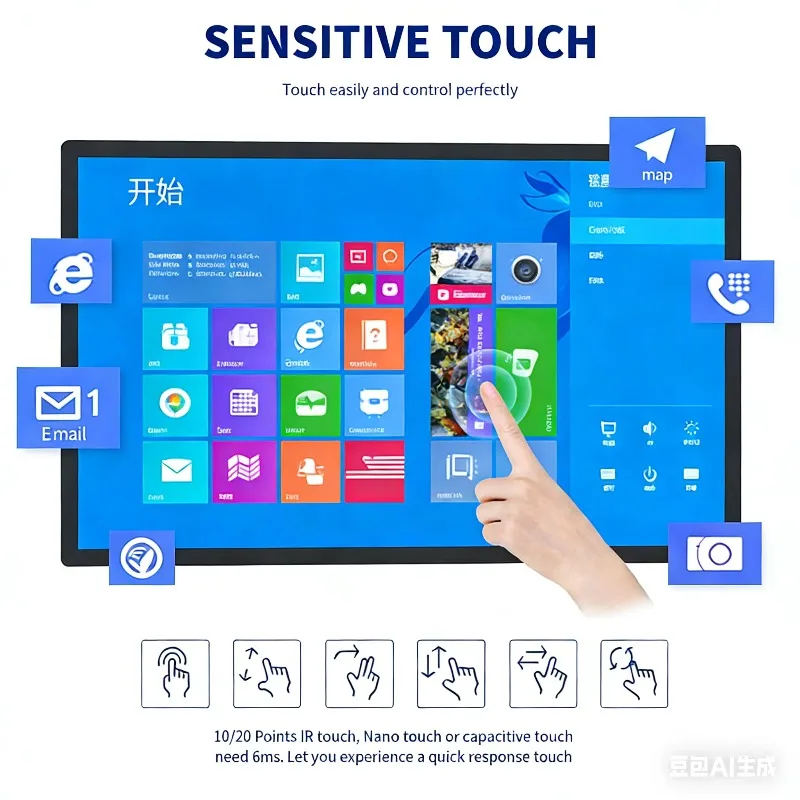 Shenzhen Manufacture Custom 32 43 49 55 65 Inch Panel PC Windows/Linux/Android Industrial All-in-One Tablet with LCD Display