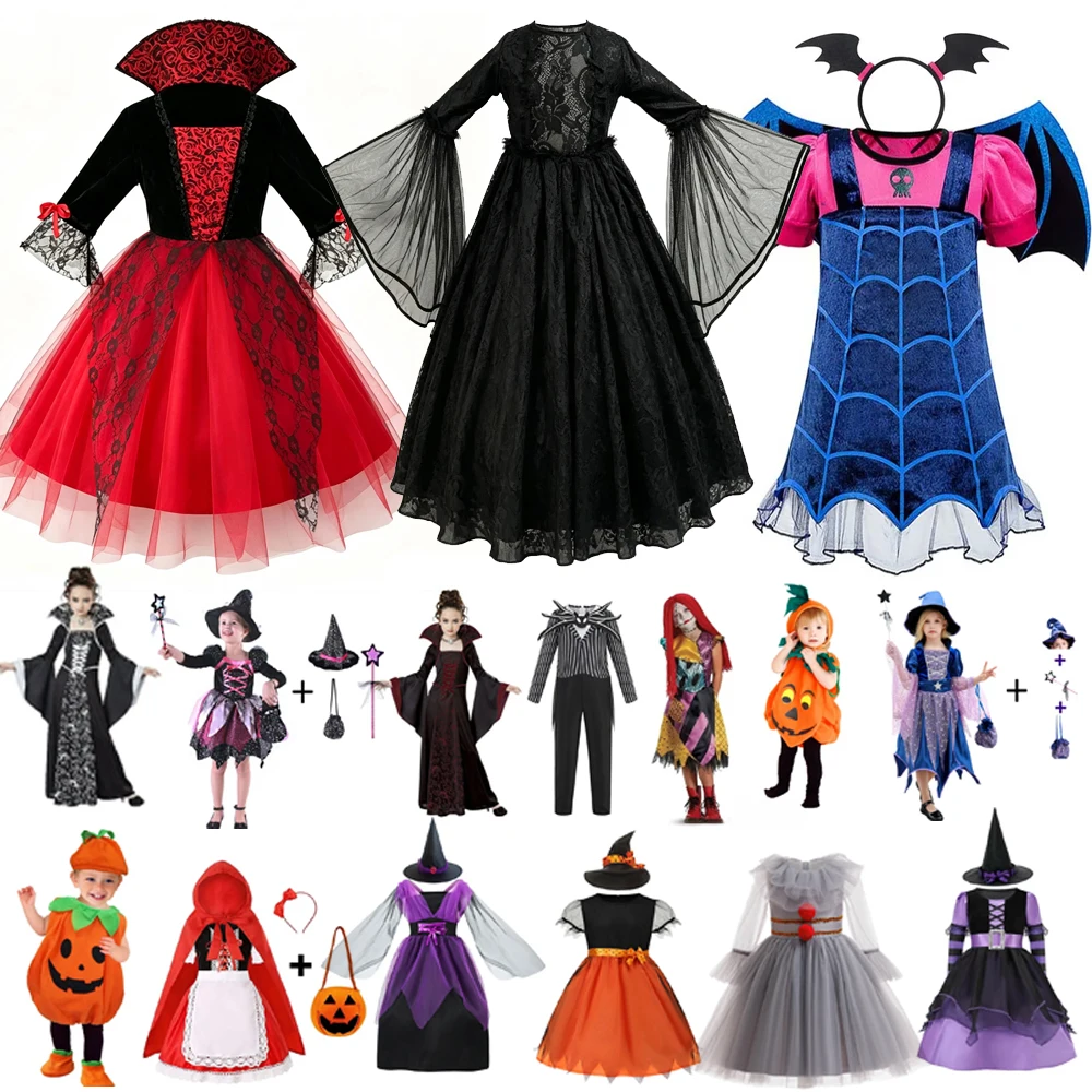 Kids Halloween Cosplay Costume Dress Girls Multiple Styles Role Play Outfit for Carnival Birthday and Stage Dress Up Events