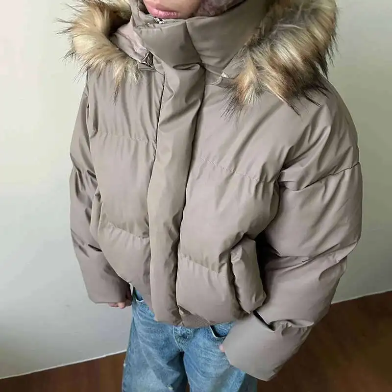 

Men's cotton coat winter new fur collar hooded men's clothing thickened solid color casual 2025 fashionable men's clothing