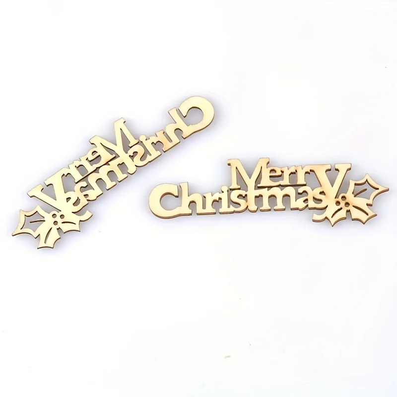 10Pcs Merry Christmas Hanging Ornaments Christmas Tree Ornaments Mini Wooden Letter Crafts DIY Home Decoration