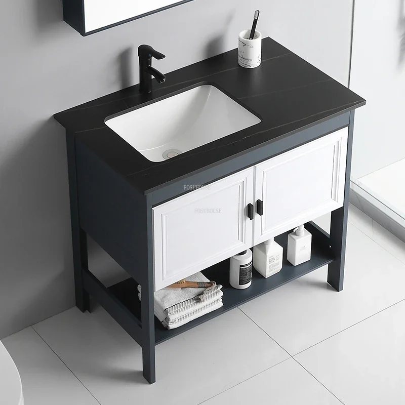 Modern Floor-to-ceiling Slate Bathroom Cabinets Simple Bathroom Furniture Washbasin Storage Cabinet Aluminum Storage Cabinet