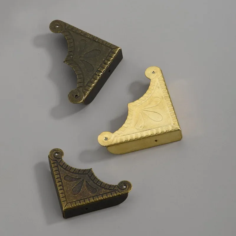 20PCS Antique Brass Jewelry Gift Box Wooden Corner Protector Guard For Home Decorative Corners Brackets Box Angle Protect Cover