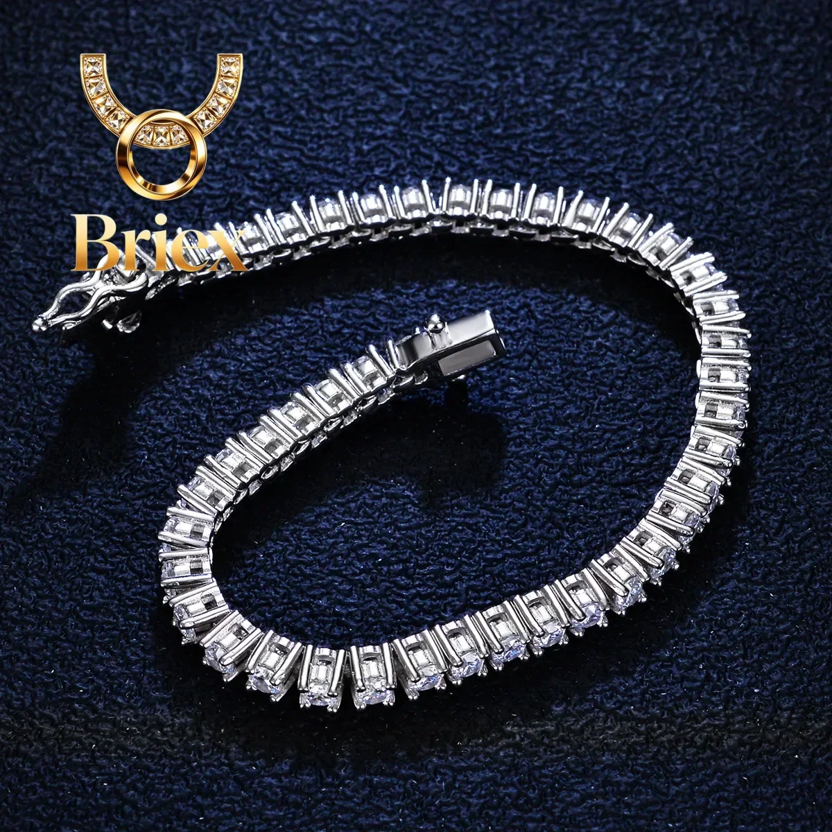 

Briex Jewelry Full Diamond Tennis Chain Bracelet Bracelet Women Simple 3mm Roman Moissanite Diamond Bracelet Super Shiny Simple