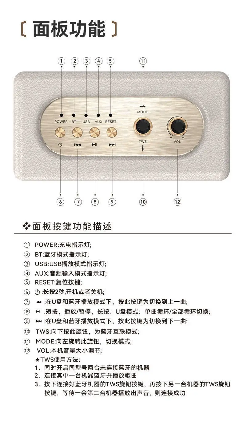 Haut-parleur extérieur vintage de caisson de basses portable de volume