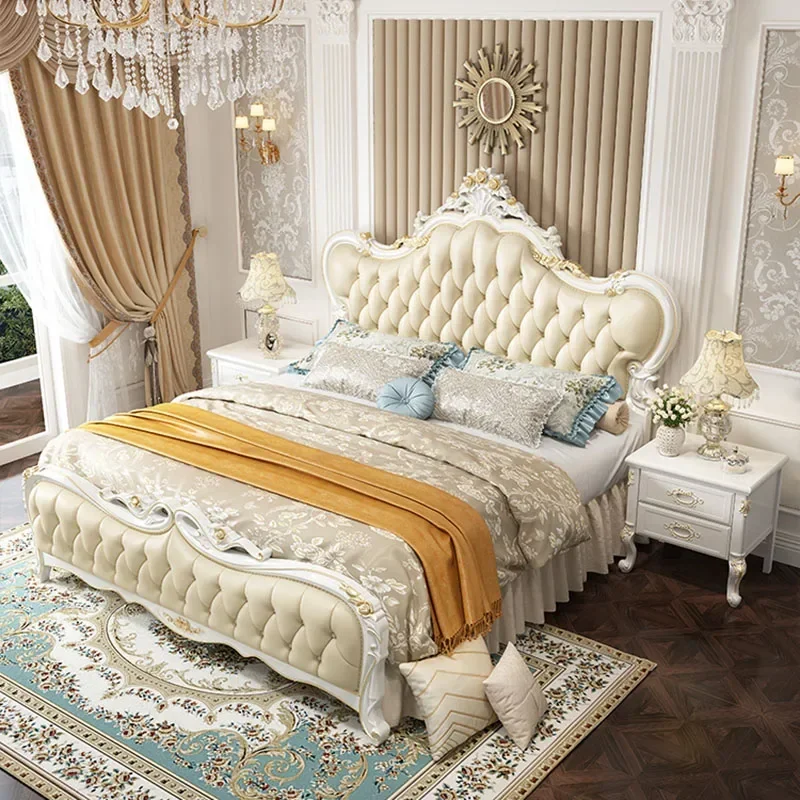 Royal Queen Bed Double King Drawers High End Headboard Frame Double Bed Girl Sleeping Cama Matrimonio Furniture For Bedroom