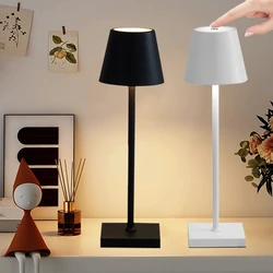 LED Table Lamp Touch Sensor Rechargeable Desktop Night Light Wireless Reading Lamp for Restaurant Hotel Bar Bedroom Decor Light