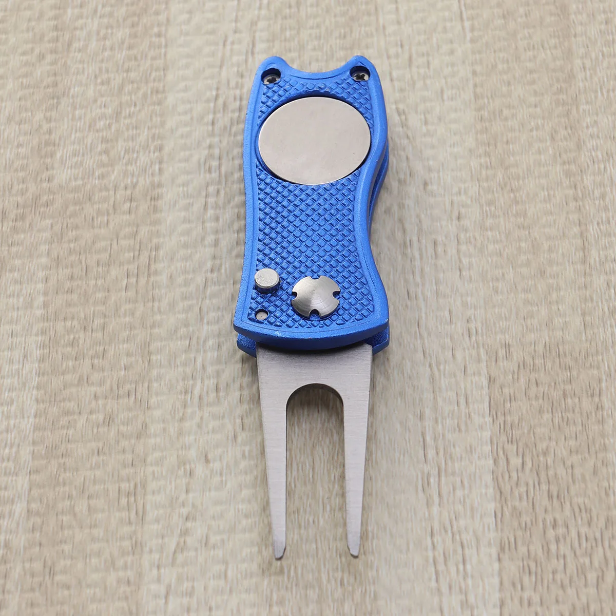 

Stainless Steel Aluminum Foldable Divot Repair Tool Ball Marker Golf Pitch Fork Green Repair Golf Accessories Blue