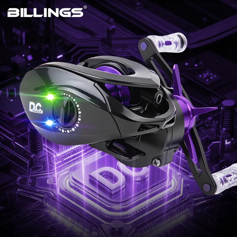BILLINGS DC Baitcaster Reel Digital Control Baitcasting Fishing Reel 7.2:1 Gear Ratio 5+1 BB Max Drag 5KG with Drag Clicker