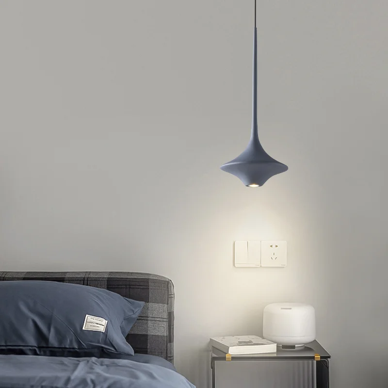 Plafonnier LED suspendu au design nordique moderne simpliste, disponible en blanc, noir, bleu, idéal pour une chambre à coucher ou un Restaurant