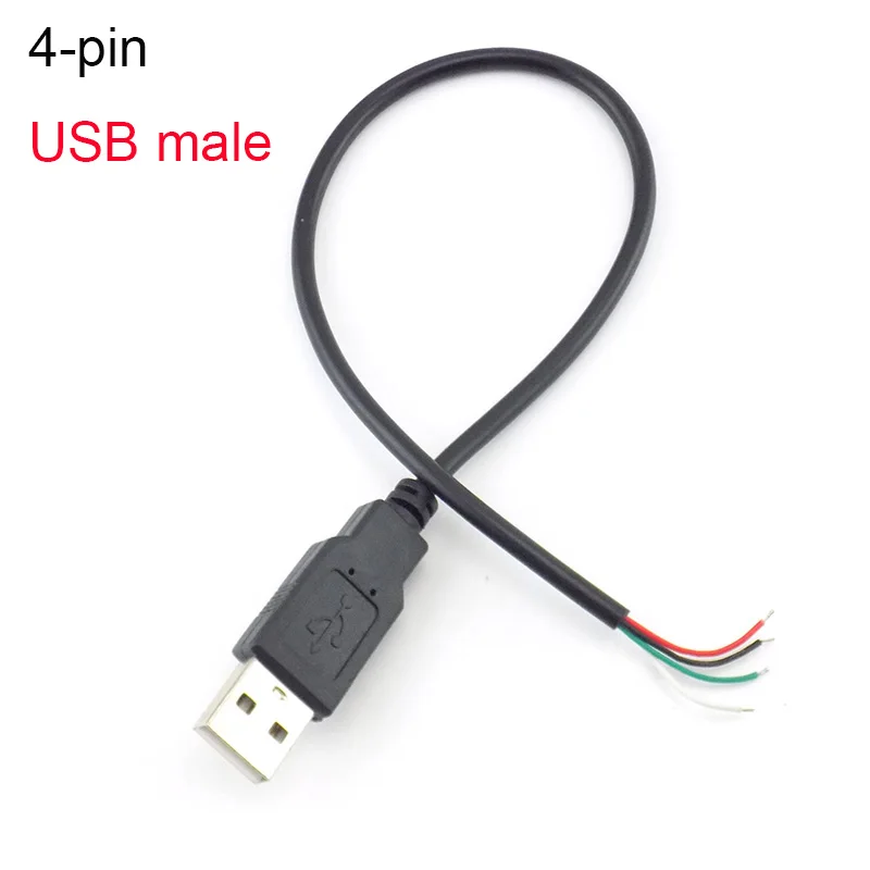 USB موصل ذكر أنثى كابل 4 دبوس سلك كابل بيانات تمديد الحبل 2 دبوس امدادات الطاقة DIY بها بنفسك 5 فولت محول شحن 0.3 متر 1 متر 2 متر