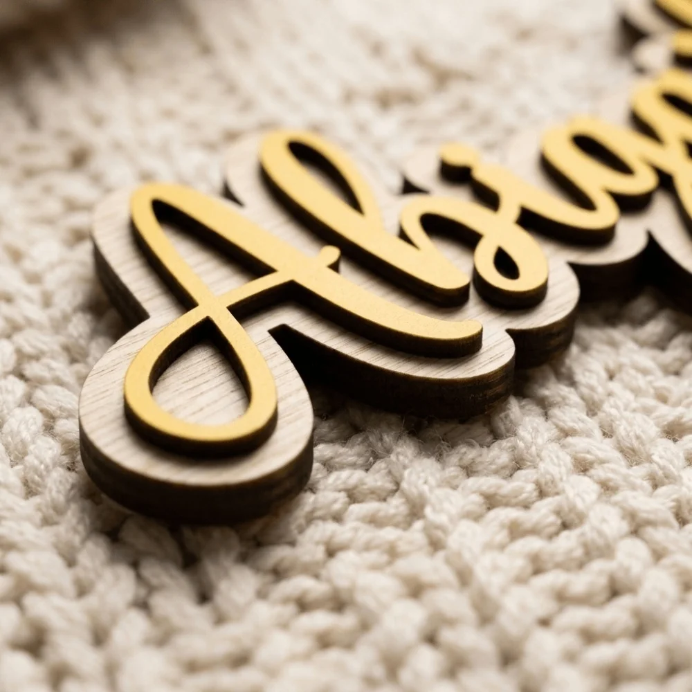 Personalized Crown Wooden Name Sign,Custom Double‑Layer Wood Name Plaque, Baby Name Wall Decor for Nursery Bedroom Birthday Gift