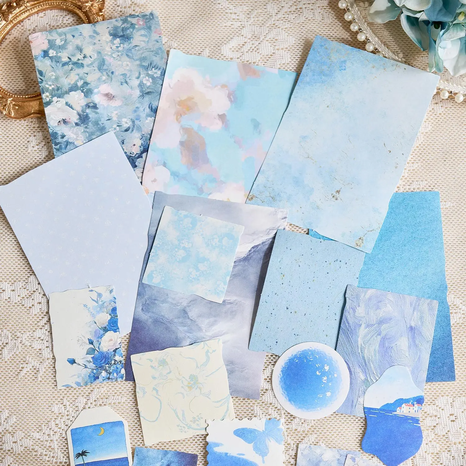 Paquete de 1/2 Unidades de la Serie Misty Island Wind: Suministros para Decoración de Diarios DIY, 100 Piezas de Adornos Lindos