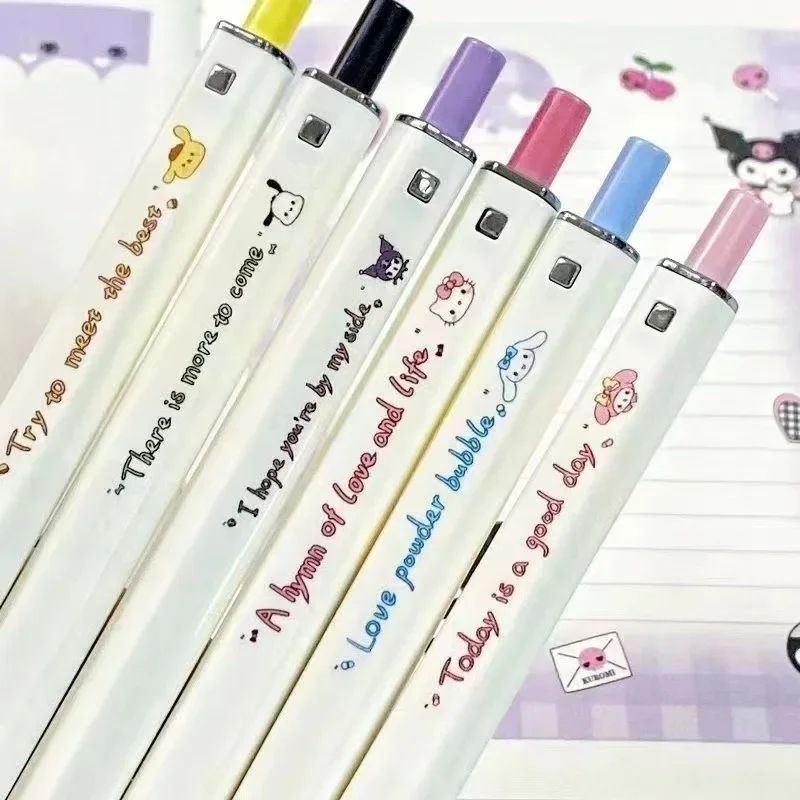 Sanrio Kawaii Cinnamoroll Push Gel Pen 0.5mm Black Ink Gel Pen Ballpoint Pen Caryoon Ballpoint Pens Cute Korean School Supplies