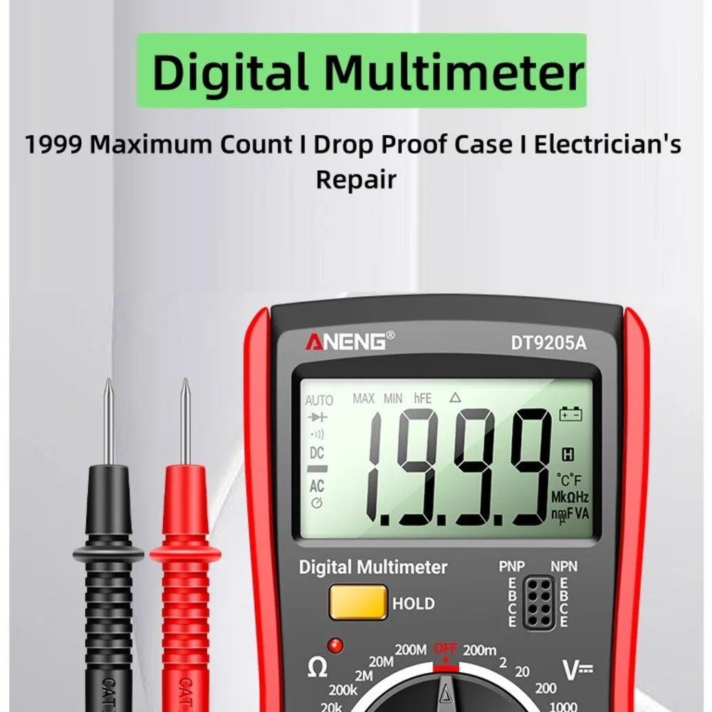 ANENG DT9205 multimetro digitale da 1999 conteggi Tester elettrico voltmetro amperometro indicatore di tensione strumento professionale per