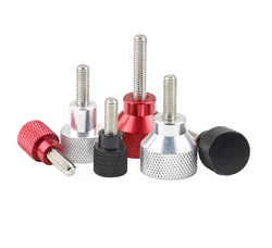 1Pcs M6 (D12*20) 알루미늄 합금 + 스테인레스 널링 엄지 나사 손잡이 손잡이 단계 볼트 나사 빨간색 검정색 흰색